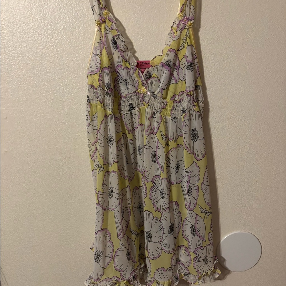 Betsey Johnson Yellow and Purple Floral Nightgown